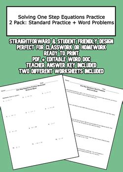 Image result for Solving One Step Equations Word Problems PDF