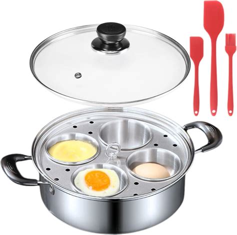 Amazon.com: Egg Poacher Pan, 4 Cups Poached Egg Pan Stainless Steel Egg ...