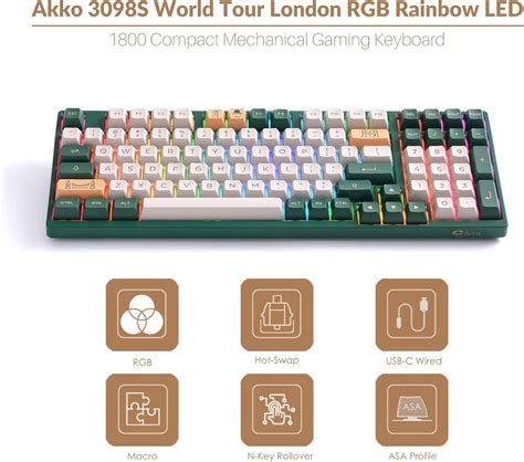 Buy Akko 3098S 1800 Compact Hot Swappable Mechanical Keyboard, 98-Key ...