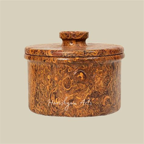 Habur Fossil Stone Handi with Lid