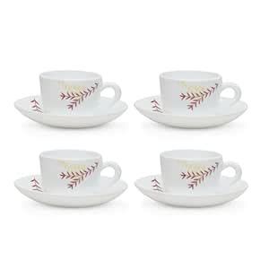 Larah by BOROSIL Oak Opalware Cup and Saucer Set of 8 pcs | Tea/Coffee ...