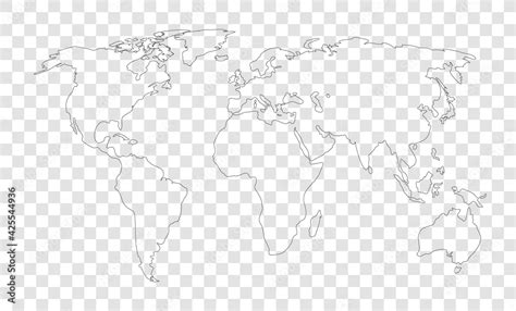 world map on transparent outline background Stock Vector | Adobe Stock