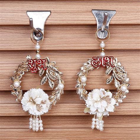 White and Golden Shubh Labh Pearl Hanging