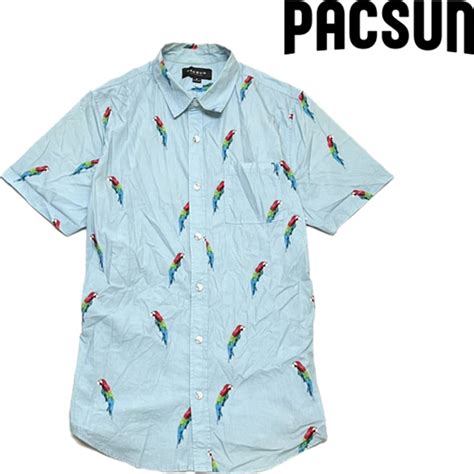1点物 パックサン柄シャツPACSUNハワイアンシャツ半袖アロハシャツ古着メンズMLレディースOKアメカジ90sストリート派手スポーツ中古 ...