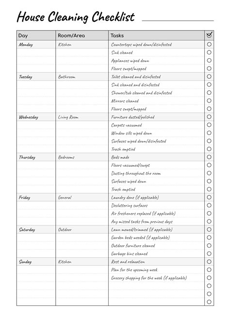 House Cleaning Checklist