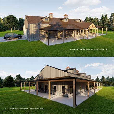 50 foot wide open concept burton v4 barndominium with shop 55×45 2 475 ...