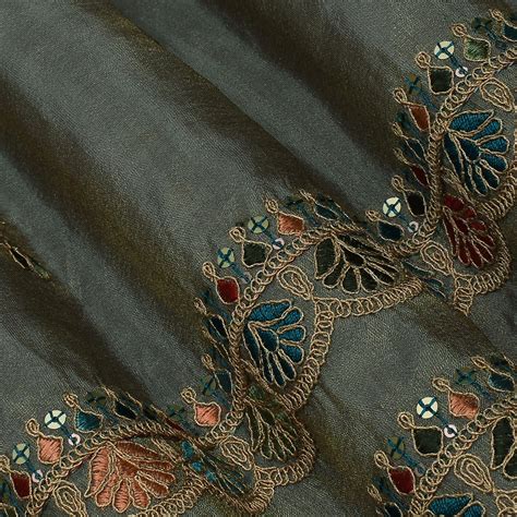 Mint Green Color Tissue Booti Embroidery Fabric – KC Creations