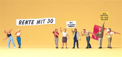 Preiser - Manifestantes con cartelones, 8 figuras, Escala H0, Ref ...