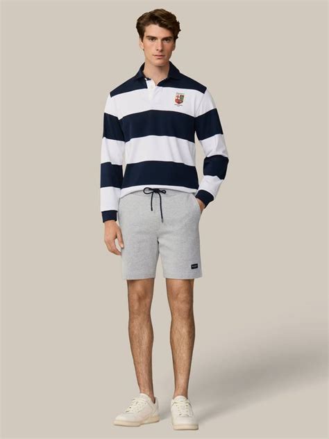 Hackett London Heritage Branded Badge Cotton Sweat Shorts, Light Grey Marl