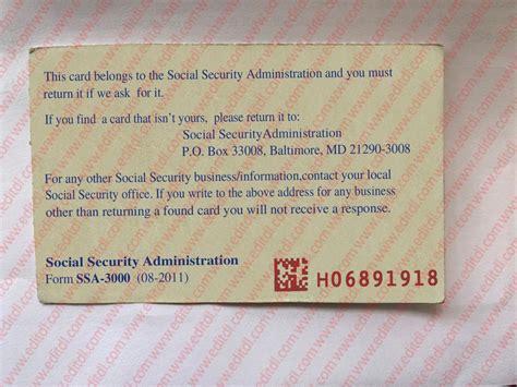 Social Security Card Template front and back - EDIT SSC