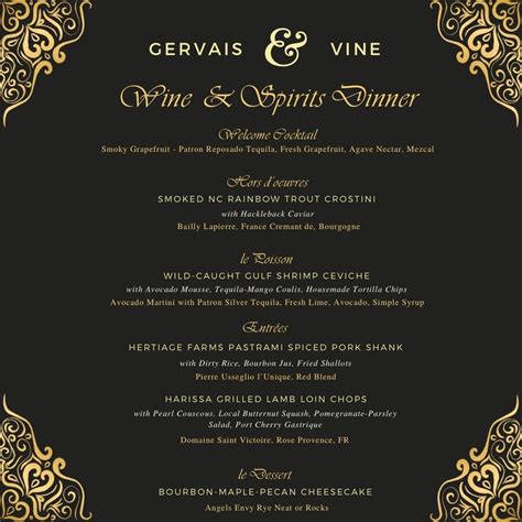 Spirits & Wine Dinner, 620 Gervais St, Ste A, Columbia, SC, February 19 ...