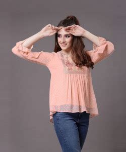Selvia Casual Embroidered, Embellished Women Orange Top - Buy Selvia ...