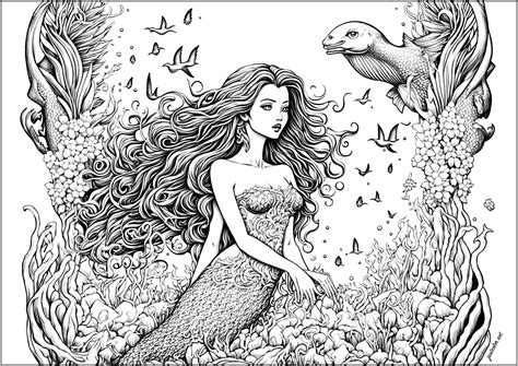 Mermaid Coloring Page Adult