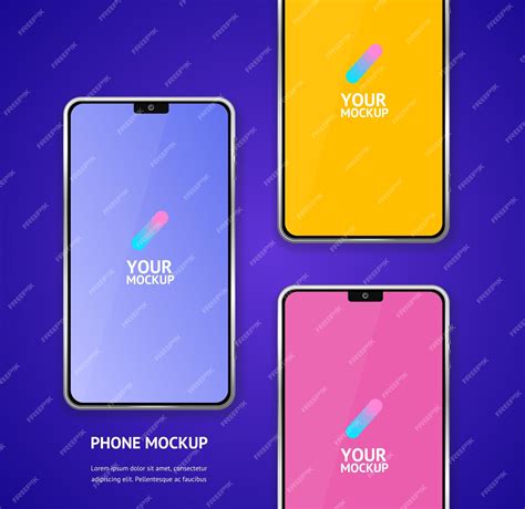 Premium Vector | Different Color Mobile Phones Mockups with Camera ...