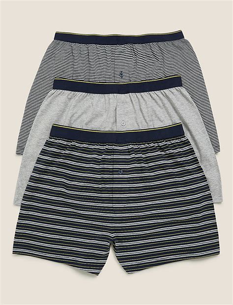 Buy 3pk Pure Cotton Striped Jersey Boxers at Marks & Spencer