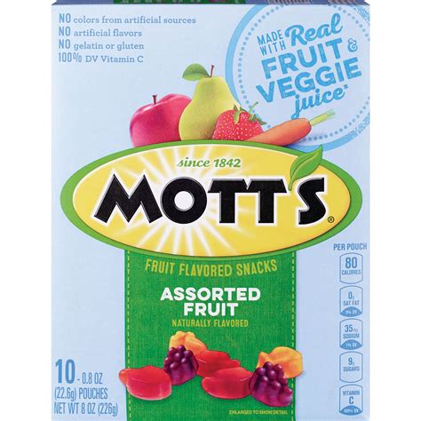 Mott's Fruit Flavored Snacks, Assorted Fruits, 10 ct