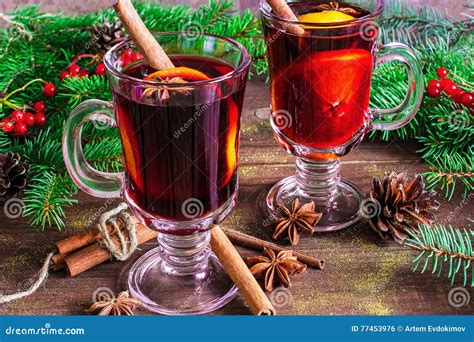 Christmas Mulled Wine. Hot Alcohol Drinks Stock Photo - Image of ...