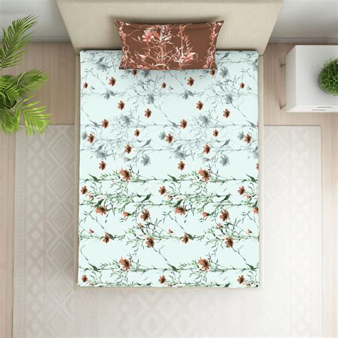 Buy SPACES Seasons Best Premium Blue Floral Printed Cotton Single ...