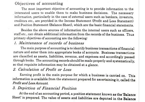 Objectives of accounting - The necessary information, particularly in ...