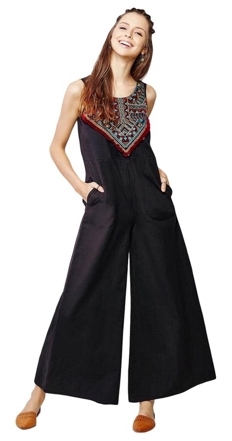 Buy global desi Women's Rayon Jumpsuit (AW16R25137JS496_Black_Large) at ...