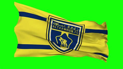 Al Taawoun Football Club Flag Waving Seamless Loop in Wind, Chroma Key ...