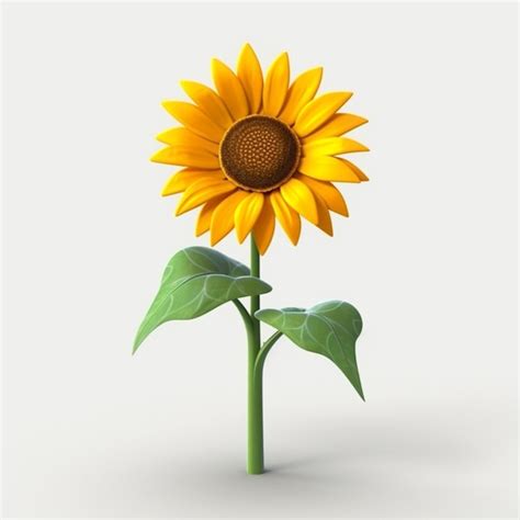 A sunflower with a green stem and leaves. | Premium AI-generated image