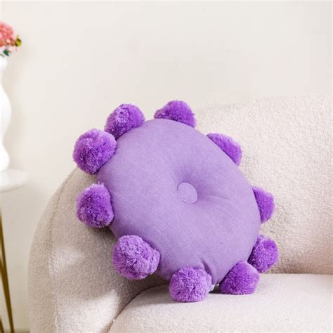 Plush Pure Cotton Pom Pom Sofa Cushion 17x17 Inch Online - Premium ...