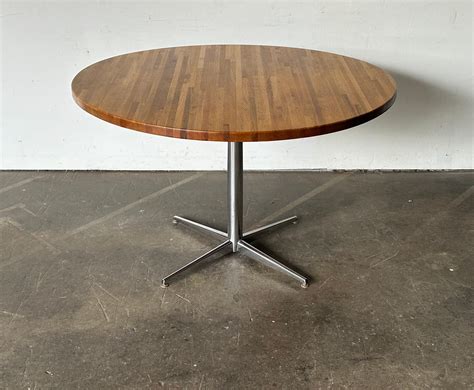 Herman Miller Eames DCM Dining Chair Set with 48” Round Butcher Block ...