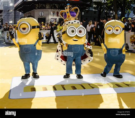 Minions - King Bob, Kevin and Stuart arrives on the yellow carpet for ...