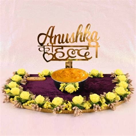 Personalized Wedding Haldi Platter with Bride And Groom Names Online In ...