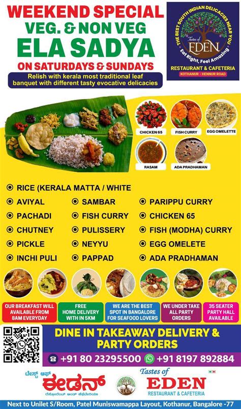 Menu at Tastes of Eden Restaurant and Cafeteria Bakery Catering ...