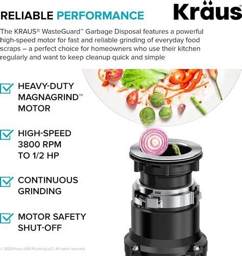 KRAUS WasteGuard 1/2 HP Continuous Feed Ultra-Quiet India | Ubuy