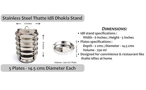 BLeaf Stainless Steel-5 Plate Thatte Idli Stand/Dhokla Maker (5 Plate ...