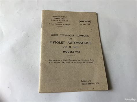 VENDU PAR LE-CUIRASSIER PETIT LIVRET 14,5 X 10,5 CM PISTOLET 9 MM ...