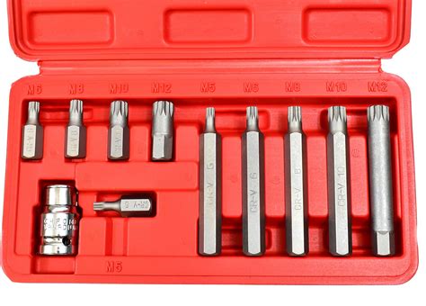 11pc XZN 12 Point Spline Socket Bit Set Hex Shank M5 M6 M8 M10 M12 ...