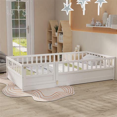 Ophelia & Co. Full size Floor bed, integral construction with super ...