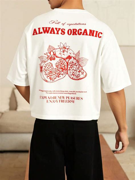 Manfinity Hypemode Men's Slogan & Pomegranate Graphic Round Neck Short ...