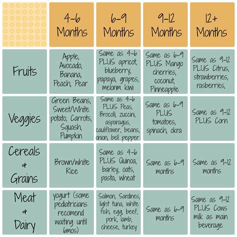 Baby Food Chart By Age | Baby food recipes, Baby food schedule, Baby ...