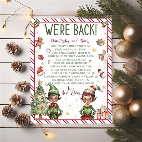 Two Elves Arrival Letter BOY We Are Back Letter From Elf Hello Christmas Elf Return Letter to ...