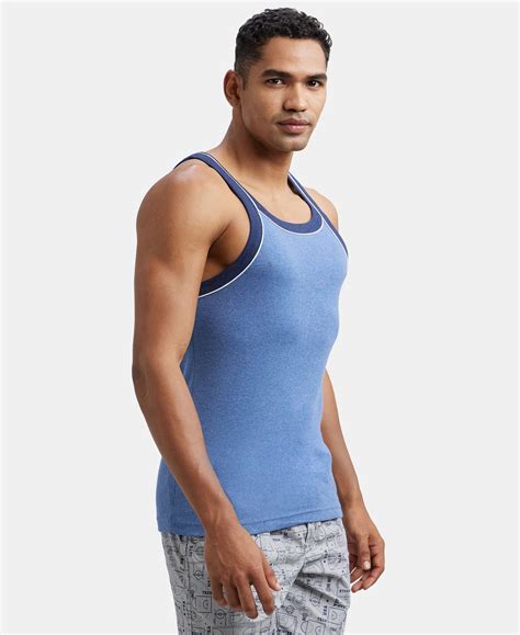 Buy Super Combed Cotton Rib Square Neck Gym Vest with Graphic Print ...