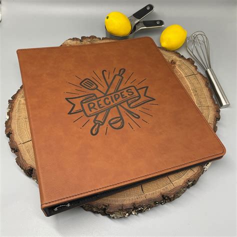 Personalized Recipe Binder: Engraved Faux Leather 3-ring Cooking Book ...