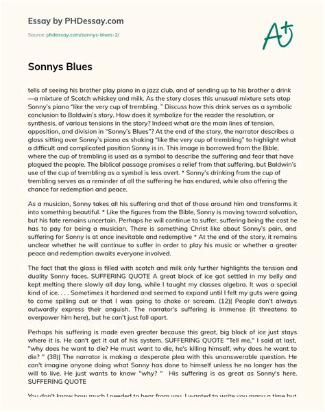 Sonnys Blues Analysis Essay Example - PHDessay.com