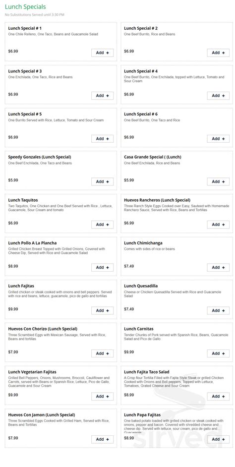 Casa Grande in Fairfield Glade menu in Crossville, Tennessee, USA