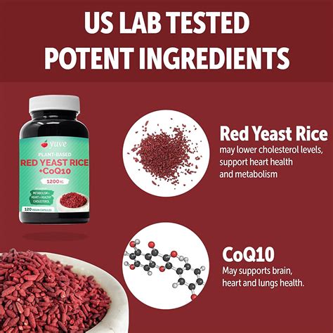 Red Yeast Rice 1200mg Capsules with CoQ10 for Cardiovascular Health - Cholesterol ...
