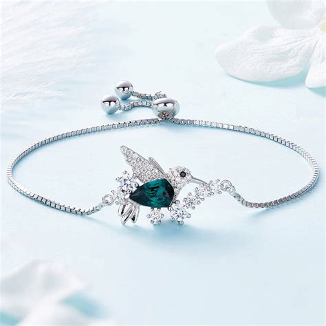 Green Bird Swarovski Crystal Silver Bracelet – Mystic Flavia