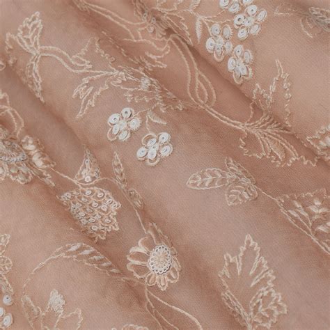 Peach Color Georgette Embroidery Fabric – KC Creations