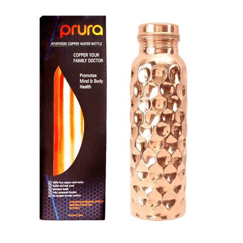 Buy PRURA Copper Water Bottle Diamond Regular Pure Copper Bottle Yoga ...