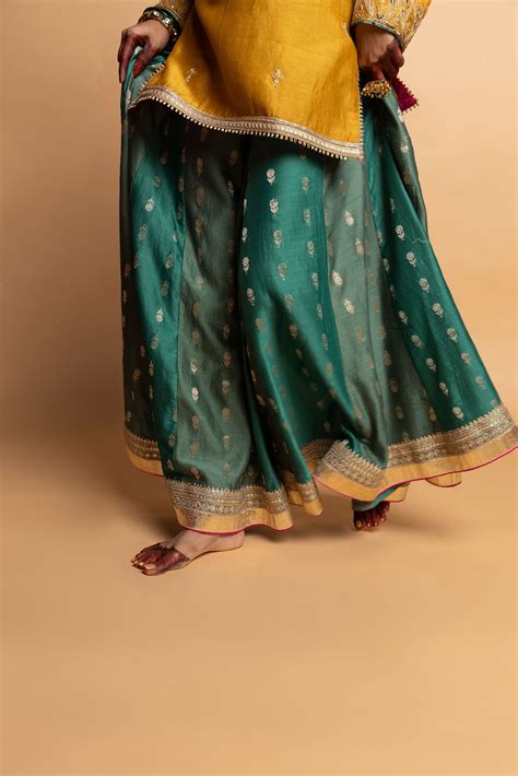 Hemangi sharara- Green – Pants And Pajamas