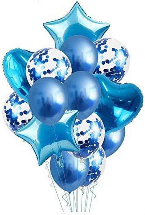 Flipkart.com | SOI Solid Blue Confetti Balloons Bouquet with Metallic ...