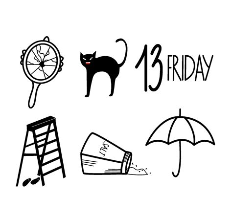 A set of symbols of bad luck and superstition. Vector illustration ...